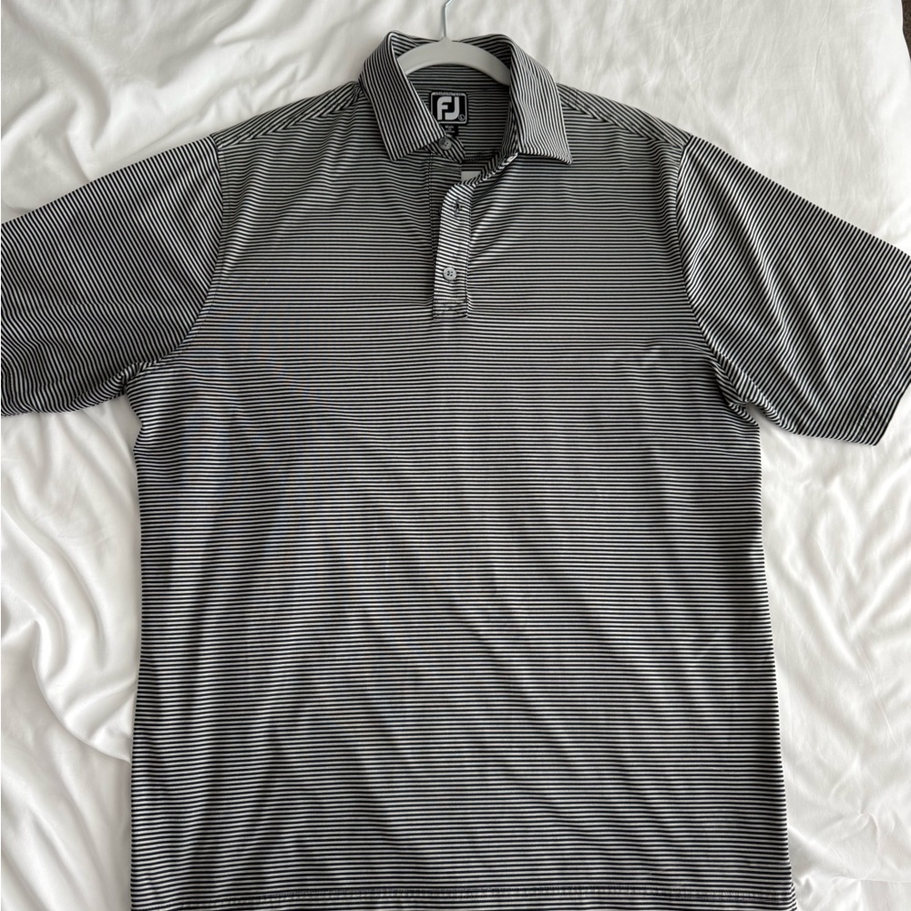 Men's Striped Gray & Navy Polo Shirt